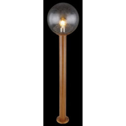 Luminosa Lighting Luminosa Ossy Outdoor Bollard Wood Look Ip44 Clear Glass Shade 1X E27 - thumbnail 4
