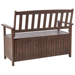 Beliani Garden Bench With Cushion Sovana 120 Cm With Storage Acacia Wood Red - thumbnail 6