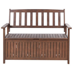 Beliani Garden Bench With Cushion Sovana 120 Cm With Storage Acacia Wood Red - thumbnail 4