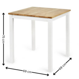 Oakham Premium Linwood 69Cm Square Dining Table - White & Oak - thumbnail 4