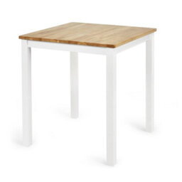 Oakham Premium Linwood 69Cm Square Dining Table - White & Oak - thumbnail 1