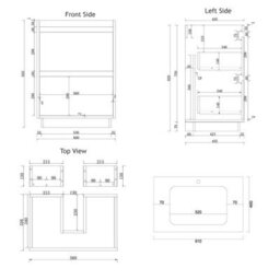Royal Bathrooms Orion 600mm Floor Standing Bathroom Vanity Unit 2 Drawer Hale Black With Carrara White Basin & Chrome Accent Trim - thumbnail 8