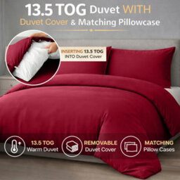 Ameha Duvet 13.5 Tog With Burgundy Duvet Cover & Matching Pillowcases, Breathable, Bedding Set, King 230X220Cm - thumbnail 2