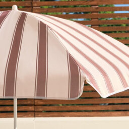 Ohs Stripe Parasol Umbrella Garden Outdoor Canopy Sun Shade - Chocolate/cream - thumbnail 2