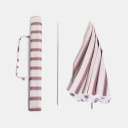 Ohs Stripe Parasol Umbrella Garden Outdoor Canopy Sun Shade - Chocolate/cream - thumbnail 3