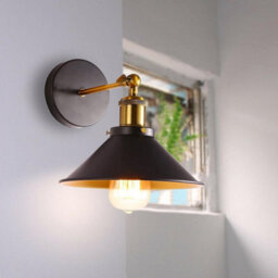Antique Brass Adjustable Wall Lights With Black Cone Shades - thumbnail 5