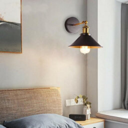 Antique Brass Adjustable Wall Lights With Black Cone Shades - thumbnail 2
