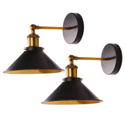 Antique Brass Adjustable Wall Lights With Black Cone Shades - thumbnail 1