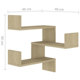 Berkfield Wall Corner Shelf 2 Pcs Sonoma Oak 40X40X50 Cm Engineered Wood - thumbnail 9