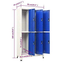 Vidaxl Locker Cabinet Grey And Blue 90X45X180 Cm Steel - thumbnail 8