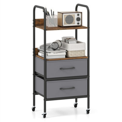 Makeup Organizer Holder With 2 Open Shelves And 2 Fabric Drawers - image 1