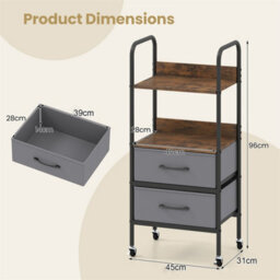 Makeup Organizer Holder With 2 Open Shelves And 2 Fabric Drawers - thumbnail 2