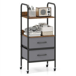 Makeup Organizer Holder With 2 Open Shelves And 2 Fabric Drawers - thumbnail 1