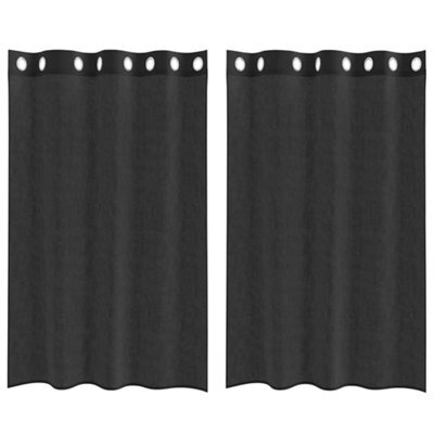 Berkfield Durable Voile Curtains With Grommets 2 Pcs Black 140X175 Cm