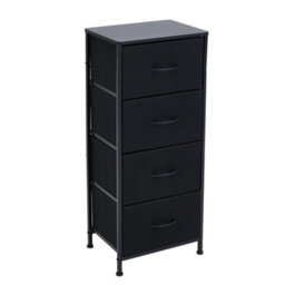 Black 4 Drawer Storage Chest Dresser Steel Frame Fabric Drawers Bedroom Organiser - thumbnail 5