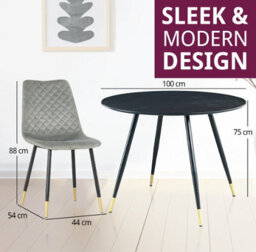 Hallowood Furniture Finley Round Dining Table (Tab101) In Black Finish With 4 Chairs (Cha201-Sgy) - thumbnail 3