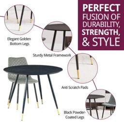 Hallowood Furniture Finley Round Dining Table (Tab101) In Black Finish With 4 Chairs (Cha201-Sgy) - thumbnail 2
