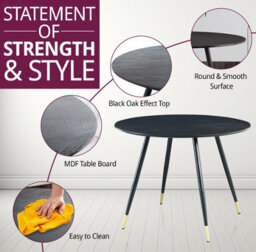 Hallowood Furniture Finley Round Dining Table (Tab101) In Black Finish With 4 Chairs (Cha201-Sgy) - thumbnail 4