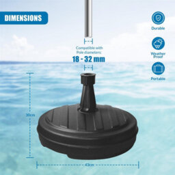 Geezy Parasol Base 13L Black Plastic Umbrella Stand Water Sand Beach Terrace Outdoor - thumbnail 3