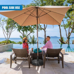 Geezy Parasol Base 13L Black Plastic Umbrella Stand Water Sand Beach Terrace Outdoor - thumbnail 4