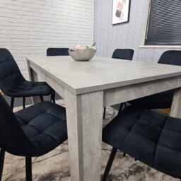 Kosy Koala Dining Table Set Of 6, Grey Kitchen Dining Table And 6 Black Tufted Velvet Chairs - thumbnail 9