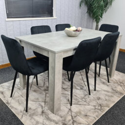 Kosy Koala Dining Table Set Of 6, Grey Kitchen Dining Table And 6 Black Tufted Velvet Chairs - thumbnail 2