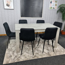 Kosy Koala Dining Table Set Of 6, Grey Kitchen Dining Table And 6 Black Tufted Velvet Chairs