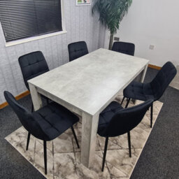 Kosy Koala Dining Table Set Of 6, Grey Kitchen Dining Table And 6 Black Tufted Velvet Chairs - thumbnail 6