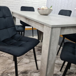 Kosy Koala Dining Table Set Of 6, Grey Kitchen Dining Table And 6 Black Tufted Velvet Chairs - thumbnail 7