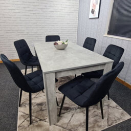 Kosy Koala Dining Table Set Of 6, Grey Kitchen Dining Table And 6 Black Tufted Velvet Chairs - thumbnail 5