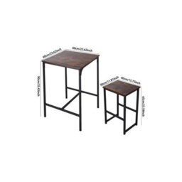 3Pcs Set Dining Table And 2 Chairs Kitchen Bar Table And 2 Stools Metal Frame - thumbnail 2
