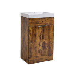 Homestylestore 502mm Dark Oak Floorstanding Bathroom Vanity Unit And Chrome Finger Pull Handle - thumbnail 1