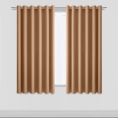 Moonlight Bedding Blackout Polyester Curtain Thermal Natural Beige Curtains With Eyelet Header (Pair) 66X54Inch (168X137Cm) - image 1