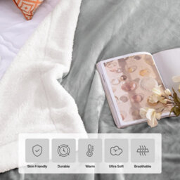 Ameha Silver Sherpa Fleece Blanket Soft Thick Fluffy & Reversible Throw For Couch Bed Sofa Single 130X150 Cm - thumbnail 4