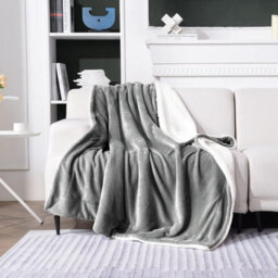 Ameha Silver Sherpa Fleece Blanket Soft Thick Fluffy & Reversible Throw For Couch Bed Sofa Single 130X150 Cm - thumbnail 2