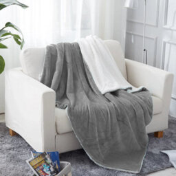Ameha Silver Sherpa Fleece Blanket Soft Thick Fluffy & Reversible Throw For Couch Bed Sofa Single 130X150 Cm - thumbnail 9