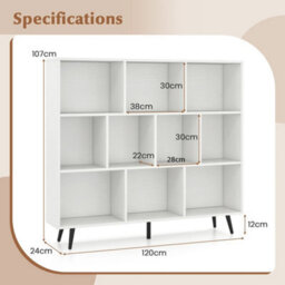 10 Cube Bookcase Mid Century Modern Storage Organizer - thumbnail 2