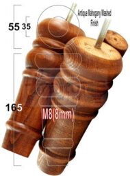 L&F 4 Replacement Furniture Feet Antique Mahogany Wash Turned Wooden Legs 165mm High Settee Chairs Sofas Footstools M8 (8mm) Tsp2071