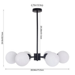Living And Home Black 6-Head Modern Sputnik Chandelier Pendant Light - thumbnail 7