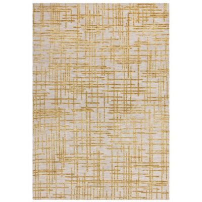 Modern Yellow Abstract Easy To Clean Rug For Living Room & Bedroom-200Cm X 290Cm - image 1