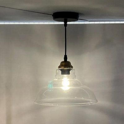 Bubly Bathrooms Clyde E27 Ip44 Bathroom Pendant Ceiling Light With Clear Glass Shade & Adjustable Black Flex - image 1