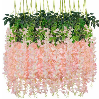 Simulated Wisteria Flowers, Simulated Hanging Artificial Plants (12 Pieces And Pack), Champagne Color - image 1