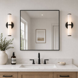 Showerdrape Paddington Brushed Black Framed Square Mirror 45X45Cm - thumbnail 1