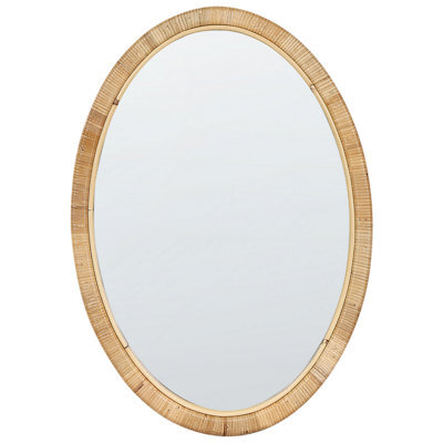 Beliani Wall Mirror Foissy 50 Cm 70 Cm Rattan Natural - image 1