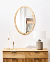 Beliani Wall Mirror Foissy 50 Cm 70 Cm Rattan Natural - thumbnail 2