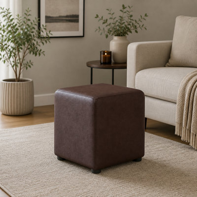 Italian Leather Cube Seating Italian Leather - Chestnut Brown - image 1