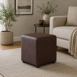 Italian Leather Cube Seating Italian Leather - Chestnut Brown - thumbnail 1