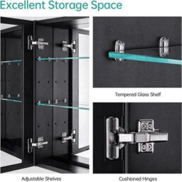 Emke Bathroom Vanity Mirror Cabinet With Storage, Single Door Wall Mounted Cabinet, 50W X 65H X 14.5D Cm Black - thumbnail 2