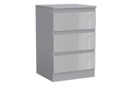 Urbn-Living Urbnliving 62Cm Height Glossy 3 Drawers Bedside Cabinet Chest Of Drawers With Smooth Metal Runner Grey & Grey - thumbnail 2