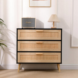 Ratten Buffet Sideboard,storage 3 Drawers Chest,wooden Cabinet,freestanding Organiser Unit For Bedroom,living Room,hallway